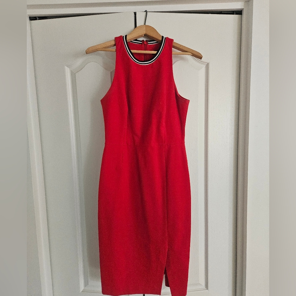 Banana Republic Red Halter Sheath Midi Dress